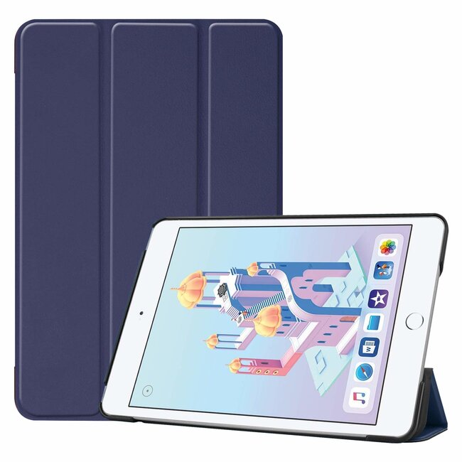 Case2go - Hoes voor de Apple iPad Mini (2019) - Tri-Fold Book Case - Donker Blauw