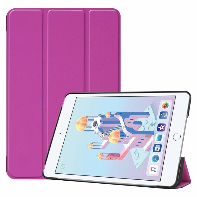 Case2go - Hoes voor de Apple iPad Mini (2019) - Tri-Fold Book Case - Paars