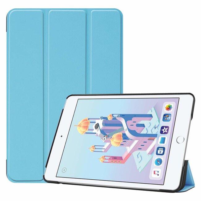 Case2go - Hoes voor de Apple iPad Mini (2019) - Tri-Fold Book Case - Licht Blauw