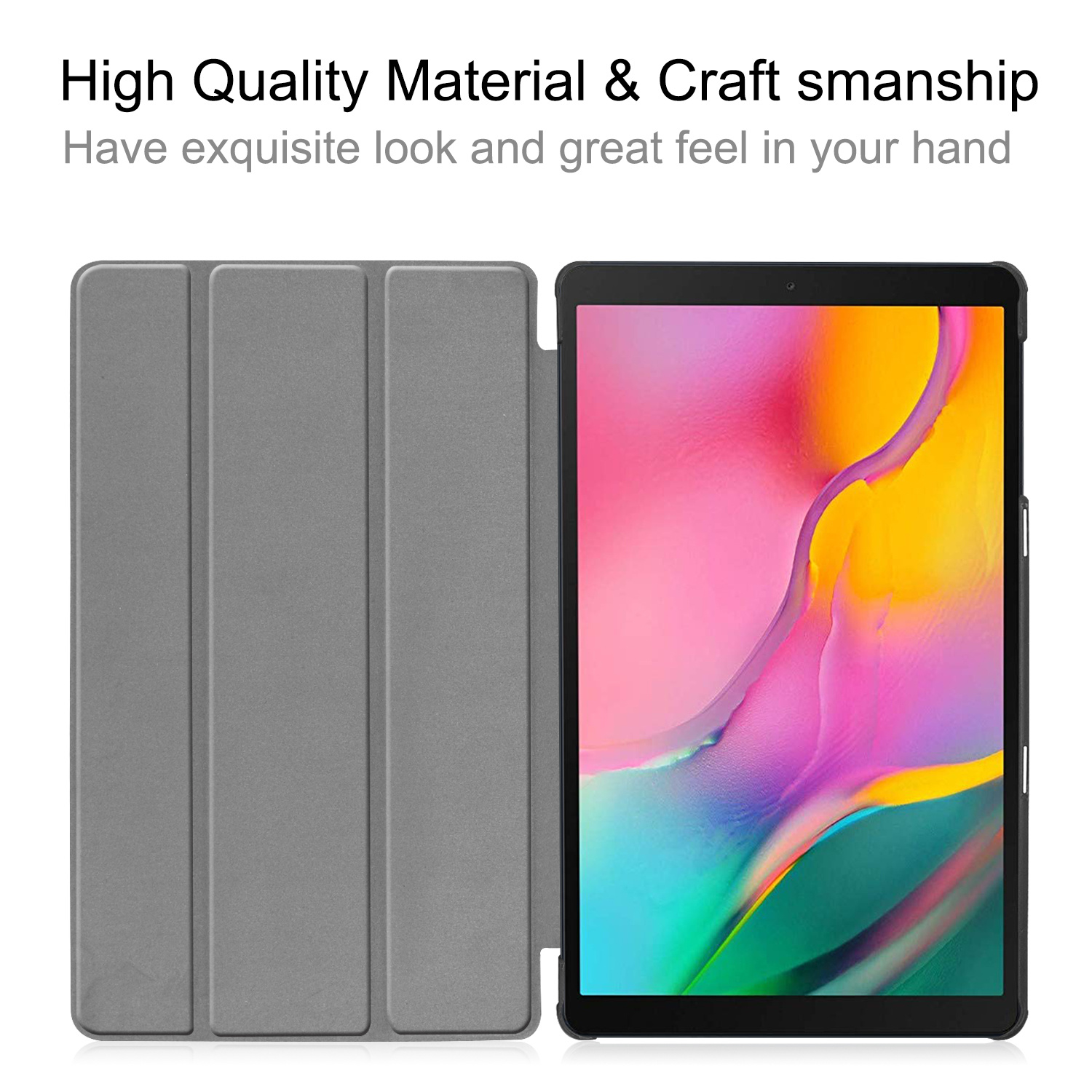 Samsung Galaxy Tab A 2019 hoes - Tri-Fold Case Zwart | Case2go.nl