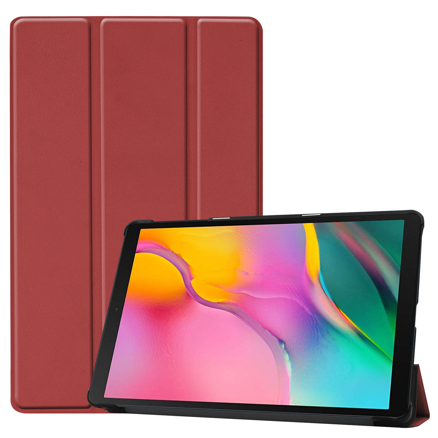 Samsung Galaxy Tab A 10.1 (2019) hoes - Tri-Fold Book Case - Donker Rood afbeelding