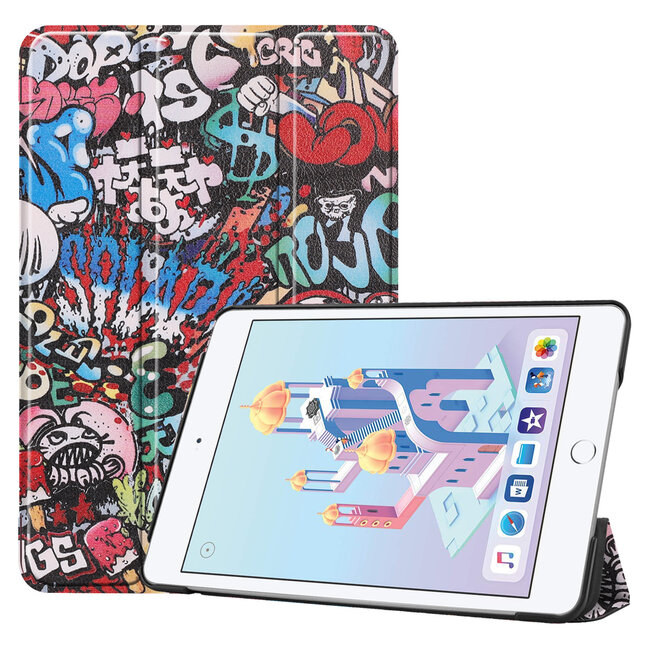 Case2go - Hoes voor de Apple iPad Mini (2019) - Tri-Fold Book Case - Graffiti