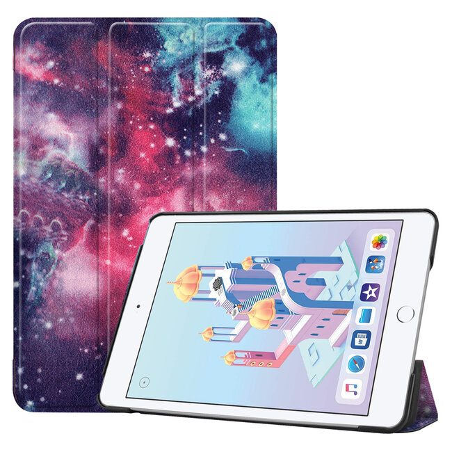 Case2go - Hoes voor de Apple iPad Mini (2019) - Tri-Fold Book Case - Galaxy