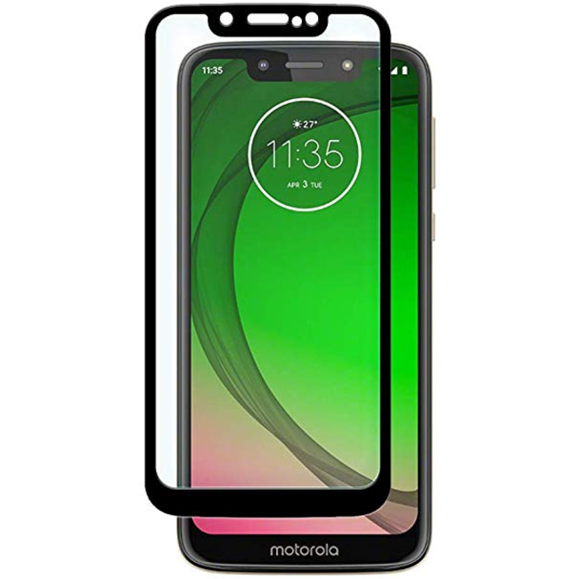 Motorola Moto G7 Play - Full Cover Screenprotector - Gehard Glas - Zwart