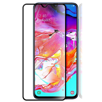 Case2go Samsung Galaxy A70 - Full Cover Screenprotector - Gehard Glas - Zwart