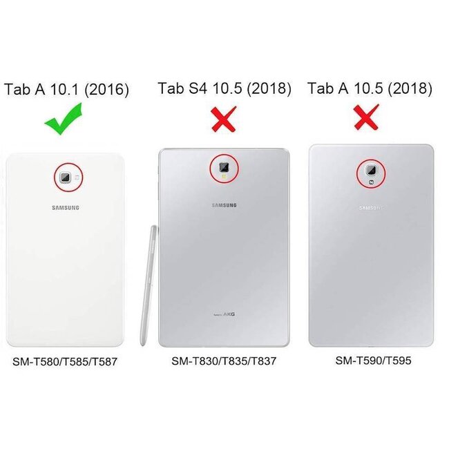 Draaibare hoes voor de Samsung Galaxy Tab A 10.1 (2016/2018)  + screenprotector - Zwart