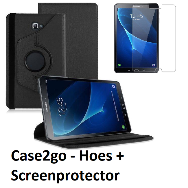 Draaibare hoes voor de Samsung Galaxy Tab A 10.1 (2016/2018)  + screenprotector - Zwart