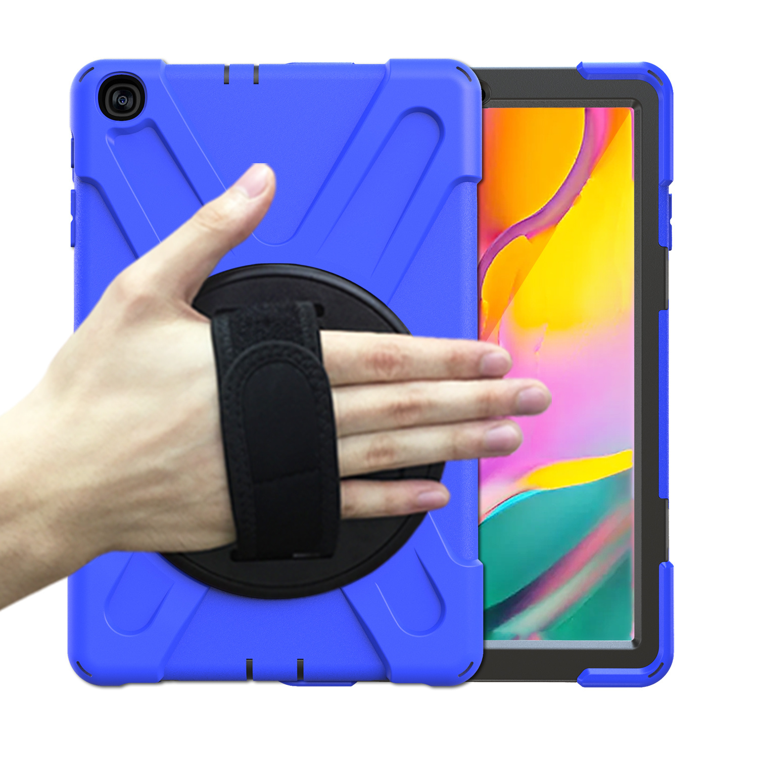Samsung Galaxy Tab A 10.1 (2019) Cover - Hand Strap Armor Case - Blauw afbeelding