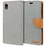 iPhone XR hoes - Mercury Canvas Diary Wallet Case - Grijs