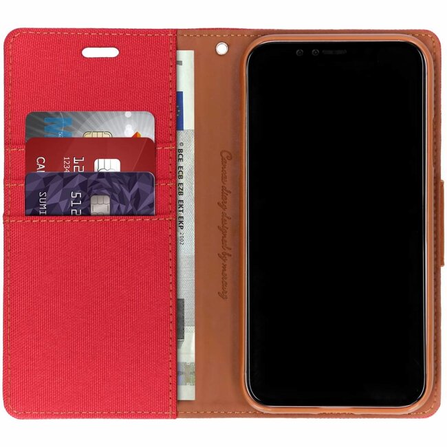 Samsung Galaxy A8 Plus (2018) hoes - Mercury Canvas Diary Wallet Case - Rood
