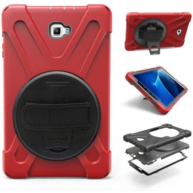 Case2go - Hoes voor Samsung Galaxy Tab A 10.1 (2016/2018) Hand Strap Armor Case - Rood