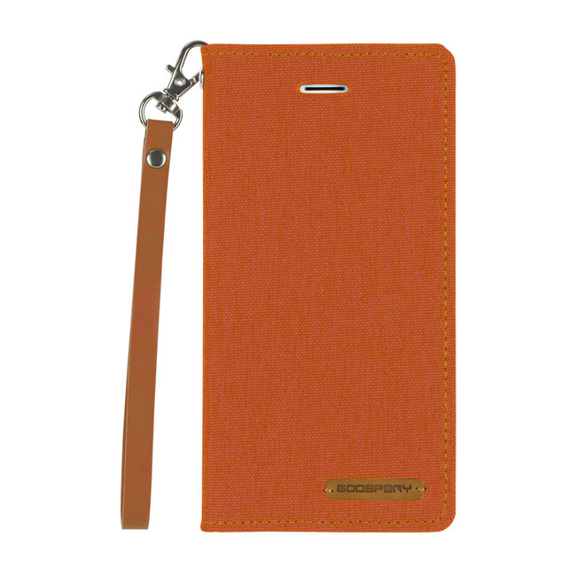 iPhone Xs Max hoes - Mercury Canvas Flip Wallet Case - Oranje