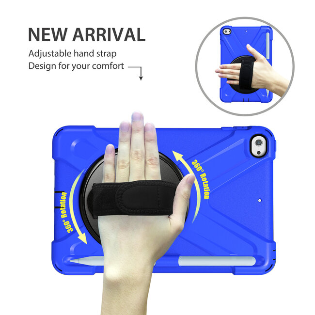 Case2go - Hoes voor Apple iPad Mini 7.9 inch (2019) - Hand Strap Armor Case - Blauw