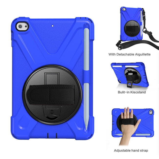 Case2go - Hoes voor Apple iPad Mini 7.9 inch (2019) - Hand Strap Armor Case - Blauw