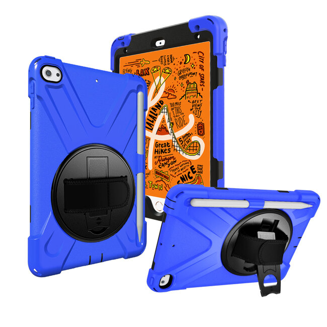 Case2go - Hoes voor Apple iPad Mini 7.9 inch (2019) - Hand Strap Armor Case - Blauw