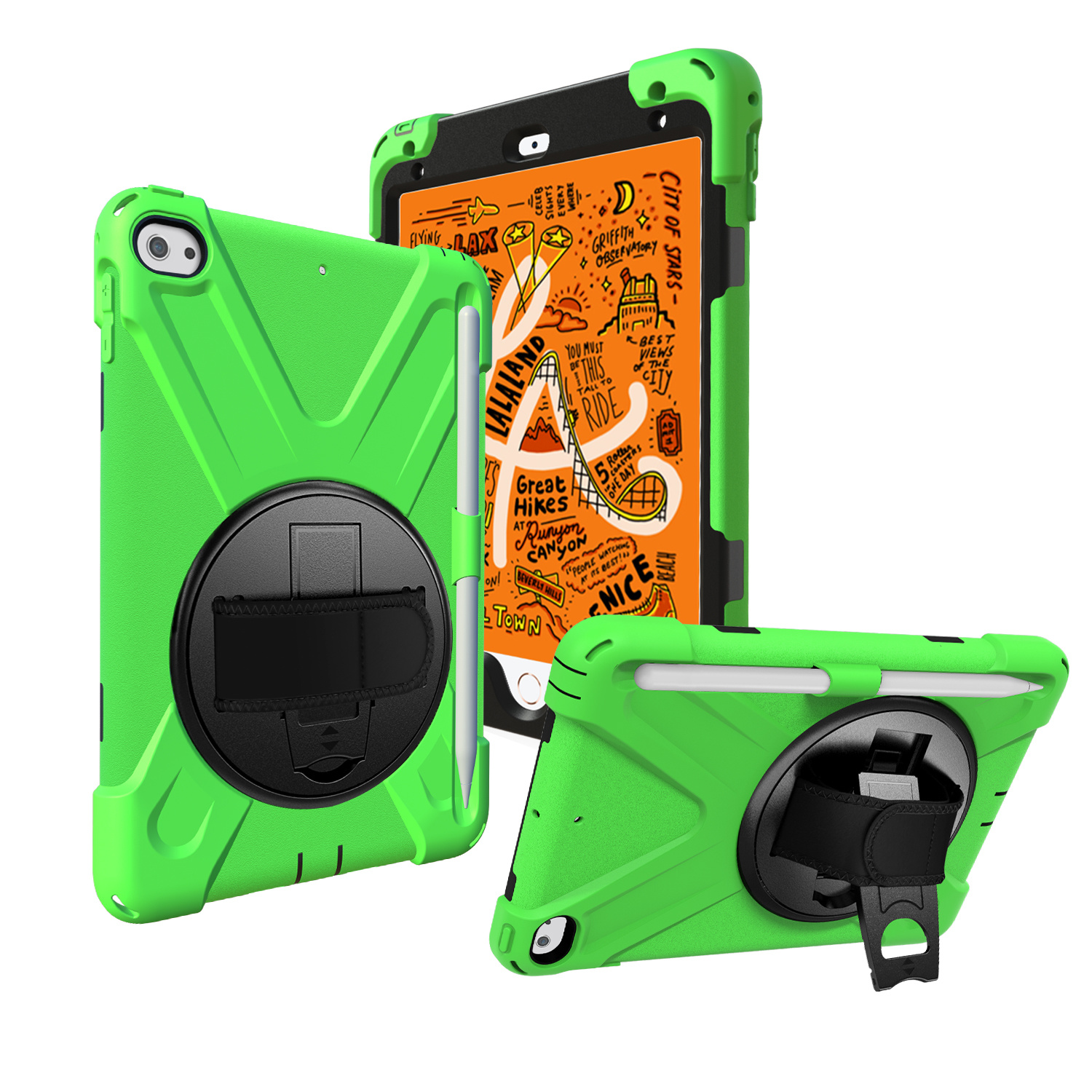 iPad Mini 7.9 inch (2019) Cover - Hand Strap Armor Case - Groen afbeelding
