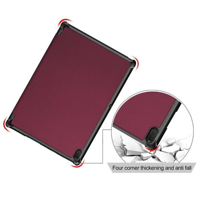 Case2go - Hoes voor de Lenovo Tab E10 (TB-X104f) - Tri-Fold Book Case - Donker Rood