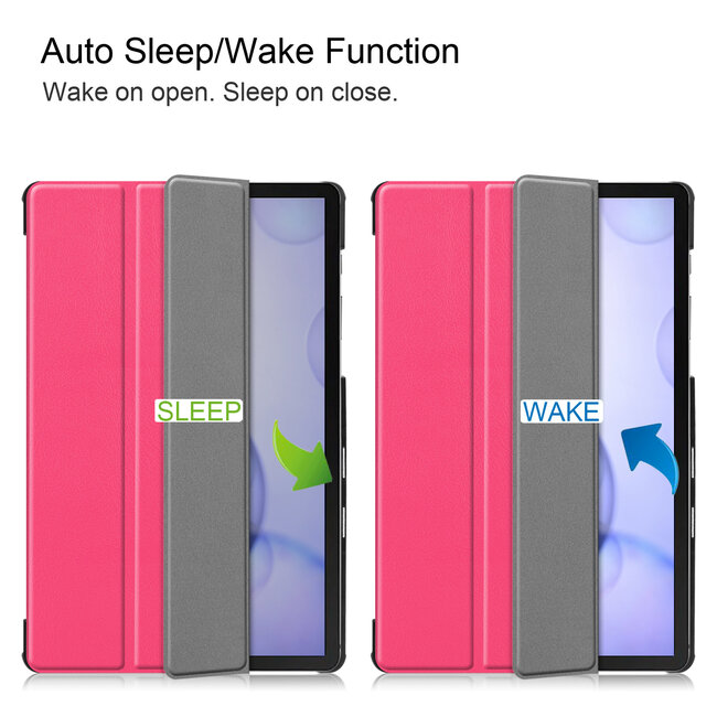 Case2go - Hoes voor de Samsung Galaxy Tab S6 - Tri-Fold Book Case - Magenta