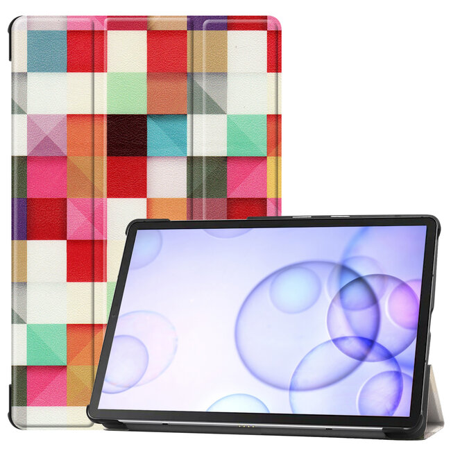 Case2go - Hoes voor de Samsung Galaxy Tab S6 - Tri-Fold Book Case - Blocks