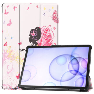 Case2go Samsung Galaxy Tab S6 hoes - Tri-Fold Book Case - Flower Fairy