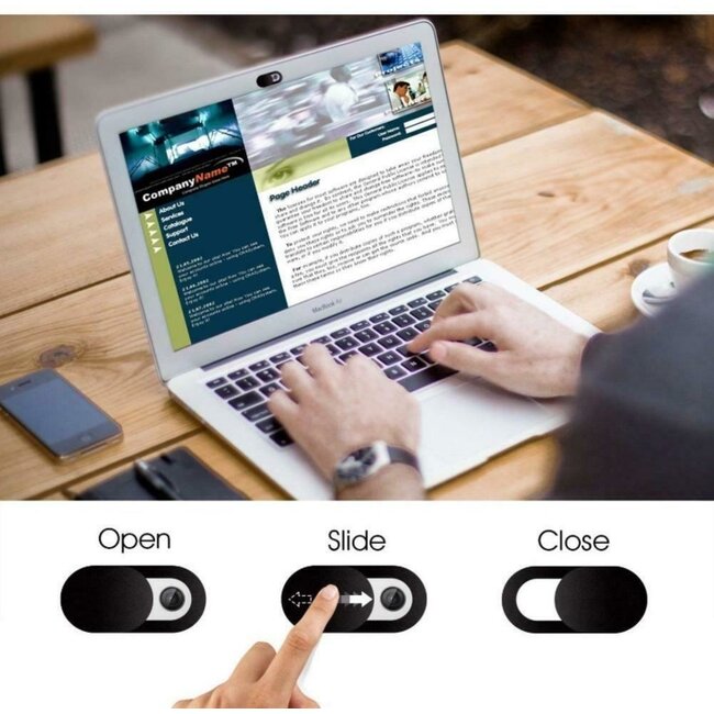 Webcam Cover - Privacy schuifje - Geschikt voor iMac, Laptop en Tablet - Zwart - 6 stuks