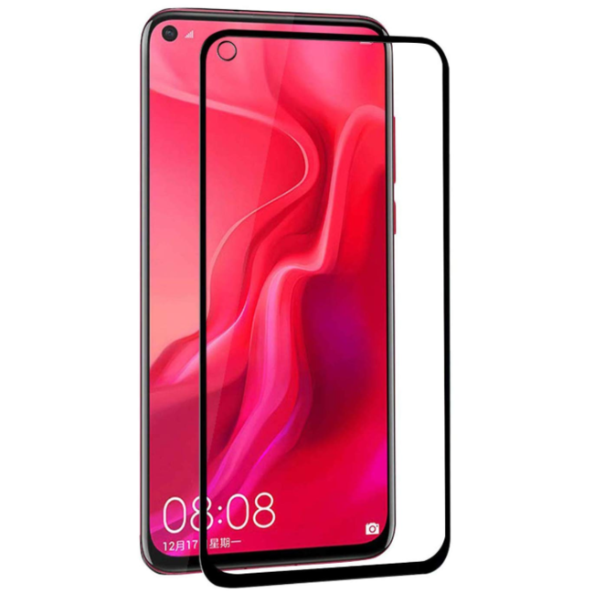 Honor 20 Lite - Full Cover Screenprotector - Gehard Glas - Zwart