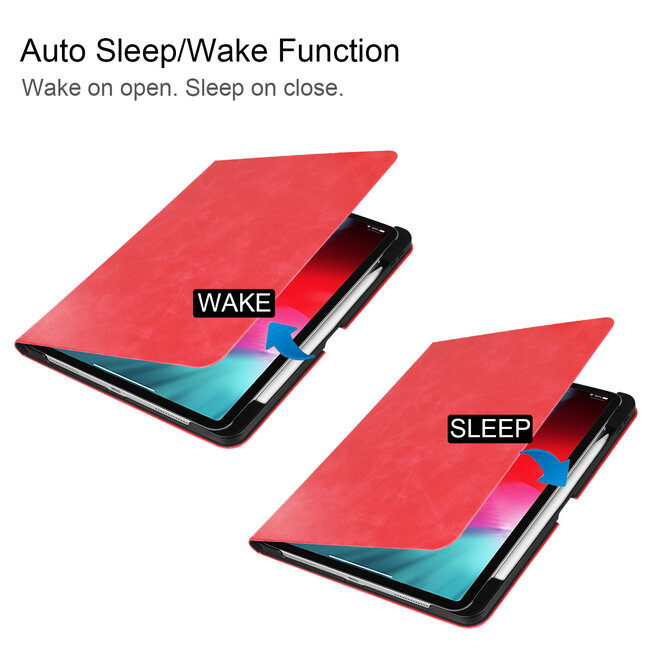 Case2go - Hoes voor Apple iPad Pro 11 - PU Leer Folio Book Case - Rood