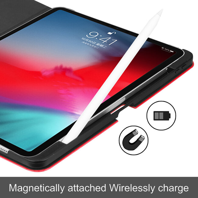 Case2go - Hoes voor Apple iPad Pro 11 - PU Leer Folio Book Case - Rood