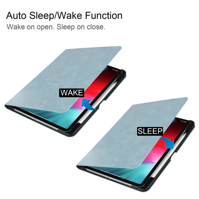 Case2go - Hoes voor Apple iPad Pro 11 - PU Leer Folio Book Case - Licht Blauw