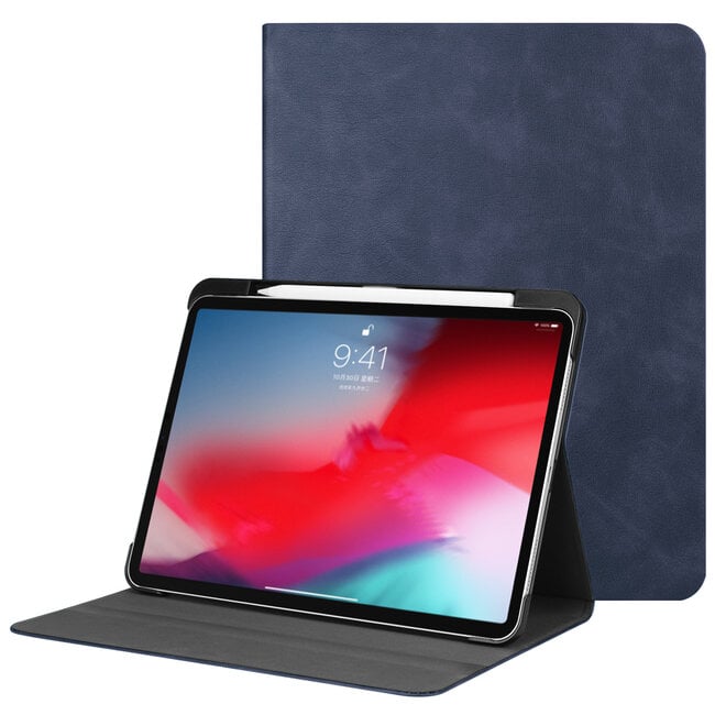 Case2go - Hoes voor Apple iPad Pro 11 - PU Leer Folio Book Case - Donker Blauw