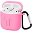 Apple Airpods Hoesje - Siliconen Airpods Hoes met Karabijnhaak - Case voor Airpods 1/2 - Roze