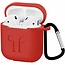 Apple Airpods Hoesje - Siliconen Airpods Hoes met Karabijnhaak - Case voor Airpods 1/2 - Rood