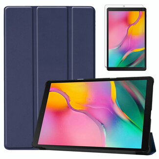 Case2go Samsung Galaxy Tab A 10.1 (2019) hoes - Tri-Fold Book Case + Screenprotector - Donker Blauw