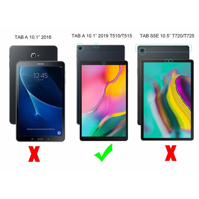 Case2go - Samsung Galaxy Tab A 10.1 tablet hoes - Tri-Fold Book Case Cover (2019) - Zwart