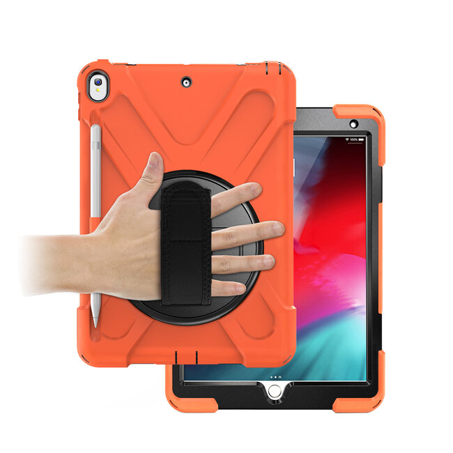 Case2go - Hoes voor Apple iPad 10.2 2019 / 2020 / 2021 - Hand Strap Armor Case - Oranje