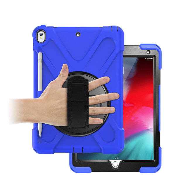 Case2go - Hoes voor Apple iPad 10.2 2019 / 2020 / 2021 - Hand Strap Armor Case - Blauw