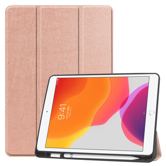 Case2go Hoesje voor iPad 10.2 inch 2019 / 2020 / 2021 - Tri-Fold Book Case Met Apple Pencil Houder - Rosé Goud