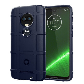 Case2go Motorola Moto G7 Plus hoes - Heavy Armor TPU Bumper - Blauw