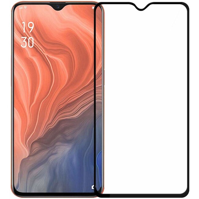 Oppo A5 (2020) - Full Cover Screenprotector - Gehard Glas - Zwart