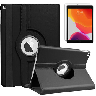 Case2go iPad 10.2 inch 2019 / 2020 / 2021 hoes - Draaibare Book Case + Screenprotector - Zwart