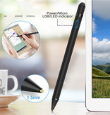 Case2go Active Stylus Pen voor Tablet, iPad en Smartphone - Stylus Pen geschikt voor IOS, Android en Windows Tablets en Telefoons - Oplaadbaar - Zwart