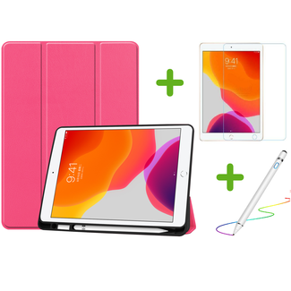 Case2go iPad 10.2 inch 2019 / 2020 / 2021 hoes - Active Stylus Pen - Screenprotector - Magenta