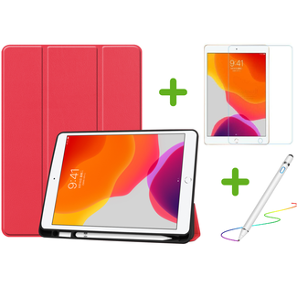 Case2go iPad 10.2 inch 2019 / 2020 / 2021 hoes - Active Stylus Pen - Screenprotector - Rood