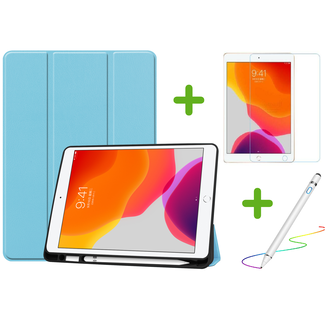 Case2go iPad 10.2 inch 2019 / 2020 / 2021 hoes - Active Stylus Pen - Screenprotector - Licht Blauw