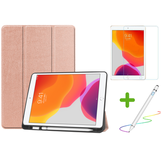Case2go iPad 10.2 inch 2019 / 2020 / 2021 hoes - Active Stylus Pen - Screenprotector - Rosé Gold
