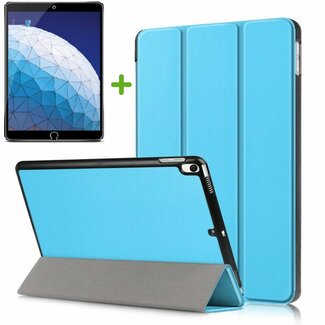 Case2go iPad Air 10.5 (2019) hoesje - Tri-Fold Book Case + Screenprotector - Licht Blauw