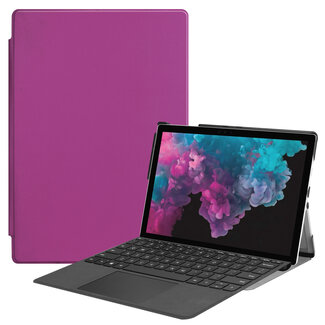 Case2go Microsoft Surface Pro 7 hoes - Tri-Fold Book Case - Paars