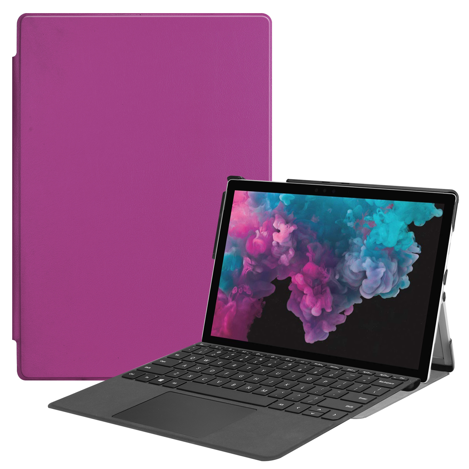 Microsoft Surface Pro 7 hoes - Tri-Fold Book Case - Paars afbeelding