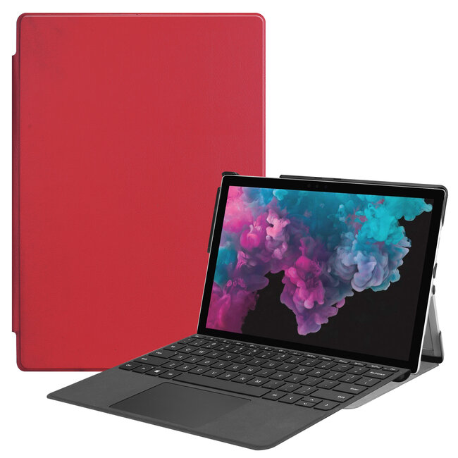 Case2go - Hoes voor de Microsoft Surface Pro 7 - Tri-Fold Book Case - Rood