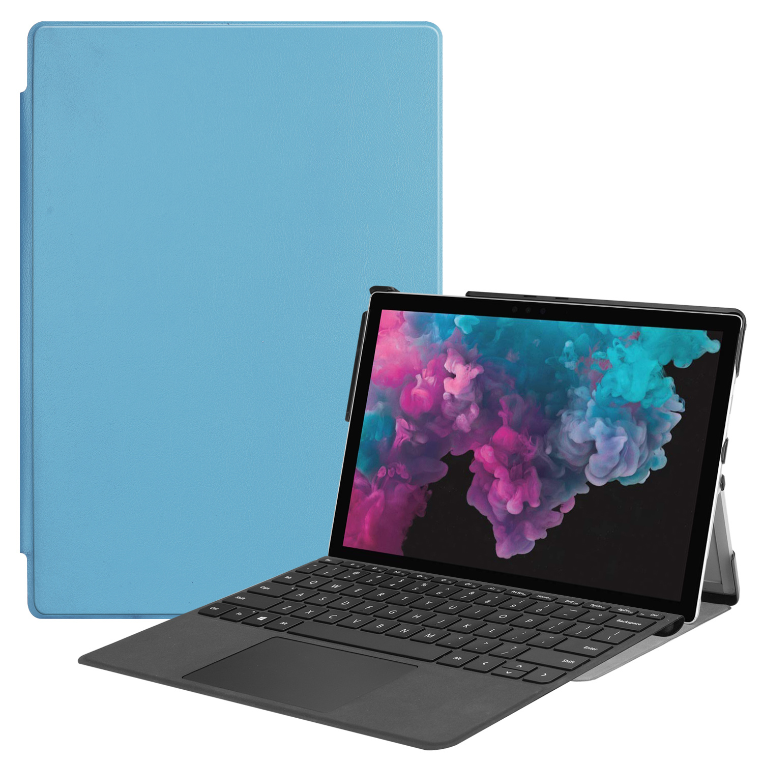 Microsoft Surface Pro 7 hoes - Tri-Fold Book Case - Licht Blauw afbeelding